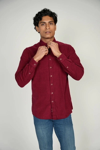LUCHIANO VISCONTI LEO RED CORDUROY KING COTTON SHIRT