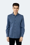 LUCHIANO VISCONTI DODGER BLUE AND BLACK JACQUARD KNIT SHIRT