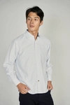 Luchiano Visconti White With Navy And Blue Diamond Stripes Jacquard Shirt In Multi