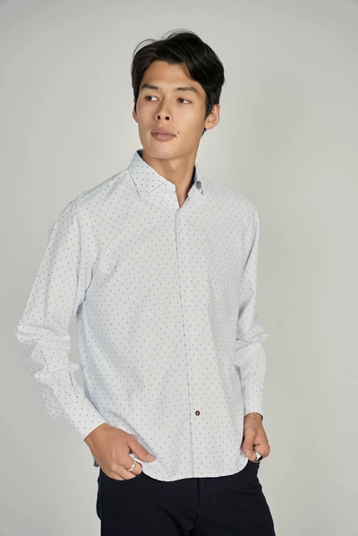 LUCHIANO VISCONTI EVERYDAY WHITE BLUE PAISLEY SHIRT