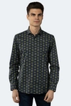 Luchiano Visconti Leo Navy With Green And Blue Floral Print Shirt In Multi