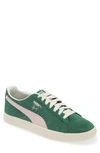 Puma Clyde Low-top Suede Sneakers In Verdant Green- White-pristine