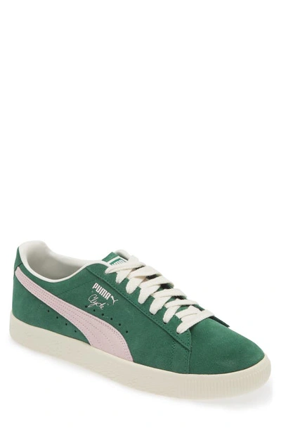 Puma Clyde Low-top Suede Trainers In Verdant Green- White-pristine