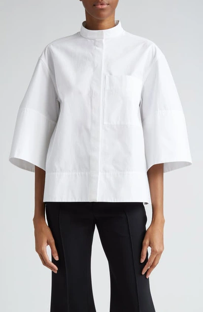 Jil Sander 3/4-sleeve Collared Boxy Shirt In 100 Optic White