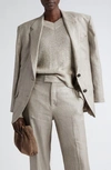 Brunello Cucinelli Metallic Linen Single-breasted Blazer Jacket In Brown Grey