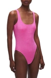 Good American Sparkle Metallic One-piece Swimsuit In Knockoutpink001