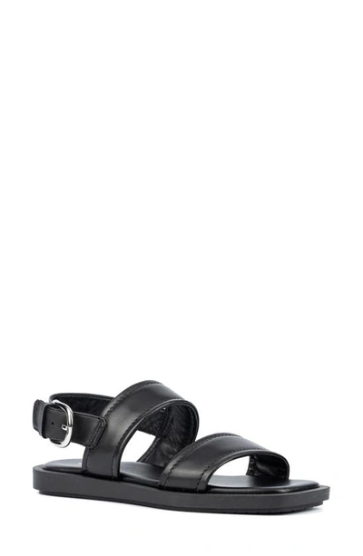 Aquatalia Joni Leather Sporty Slingback Sandals In Black