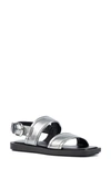 Aquatalia Joni Metallic Sporty Slingback Sandals In Silver