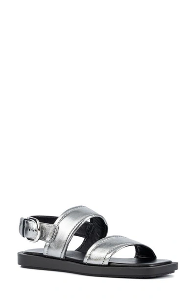 Aquatalia Joni Metallic Sporty Slingback Sandals In Silver