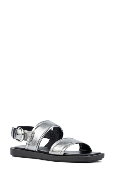 Aquatalia Joni Metallic Sporty Slingback Sandals In Anthracite