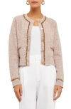 Endless Rose Women's Sequins Trim Cardigan In Taupe
