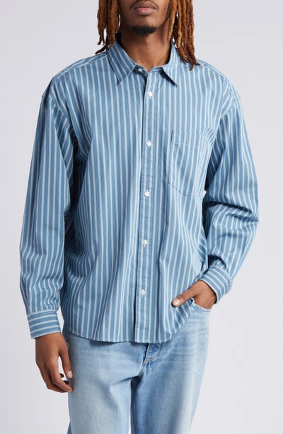Carhartt Ligety Stripe Button-up Shirt In Ligety Stripe Blue/ Wax
