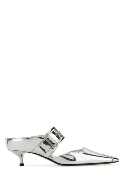 Alexander Mcqueen Woman Silver Leather Punk Pumps