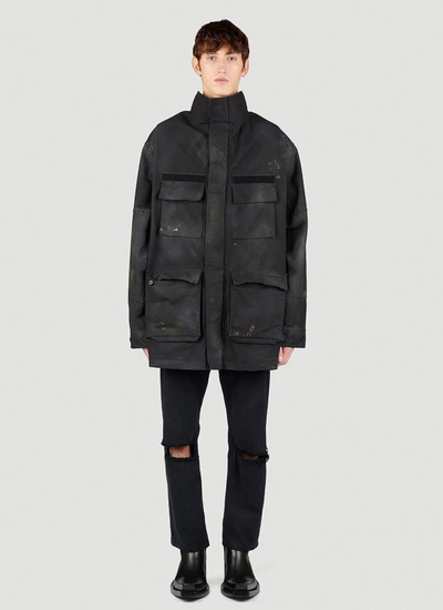 Balenciaga Double Front Parka Jacket In Black