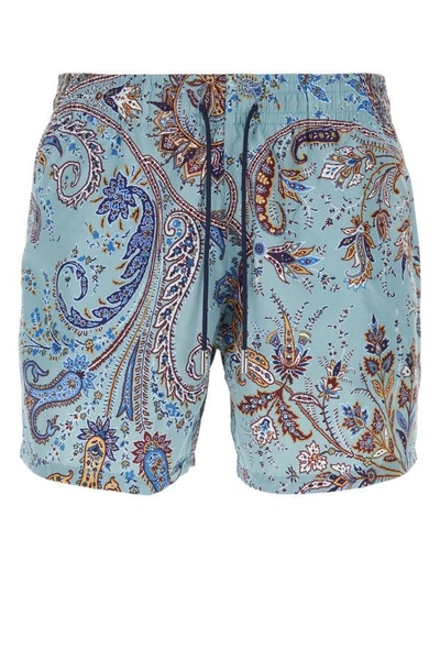 Etro Man Printed Polyester Swimming Shorts In Multicolor