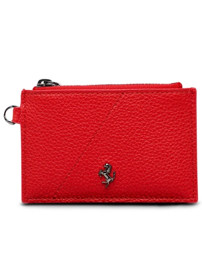 Ferrari Zip Card Holder In Red