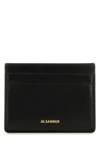 JIL SANDER JIL SANDER WOMAN BLACK LEATHER CARD HOLDER