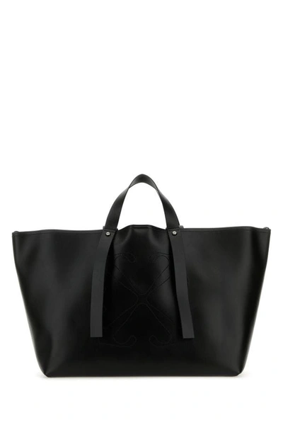 Off-white Off White Man Black Leather Big Day Off Shopping Bag