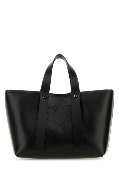 Off-white Off White Woman Black Leather Small Day Off Shopping Bag