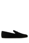 Prada Suede Logo Loafers In Black