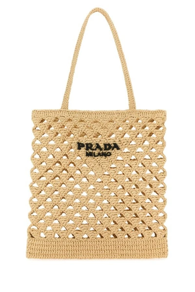 Prada Woman Straw Handbag In Brown
