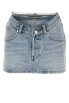 Alexander Wang Blue Nameplate Denim Miniskirt In Blue