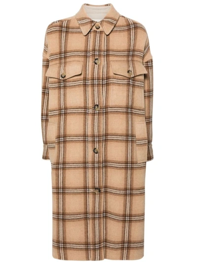 Isabel Marant Oile Checked Coat In Brown