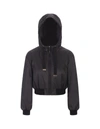Max Mara Hooded Bomber Jacket In Water-resistant Canvas In Black