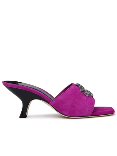 Tory Burch Fuchsia Suede Eleanor Mule Sandals In Fucsia