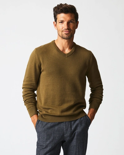 Reid American V Neck Sweater In Olive