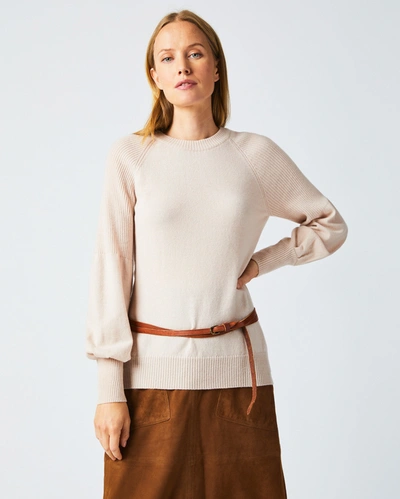 Reid Balloon Sleeve Crew Sweater In Light Pink