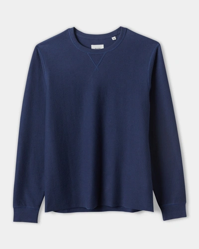 Reid Cotton Linen Terry Crew In Airforce Blue