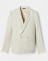 Reid Double Breasted Tuxedo Jacket In Cream