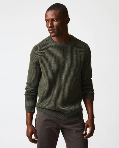 Reid Fisherman Rib Crew Sweater In Olive