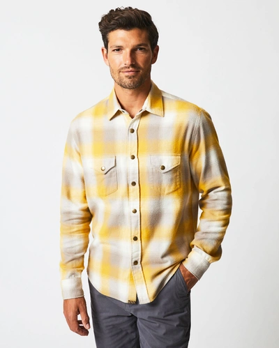 Billy Reid Plaid Flannel Snap-up Western Shirt In Natural/yellow