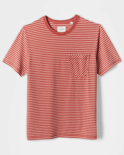 Reid Melange Stripe Tee In Engine Red