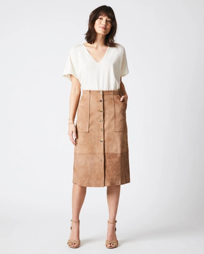Reid Mitchell Suede Skirt In Taupe