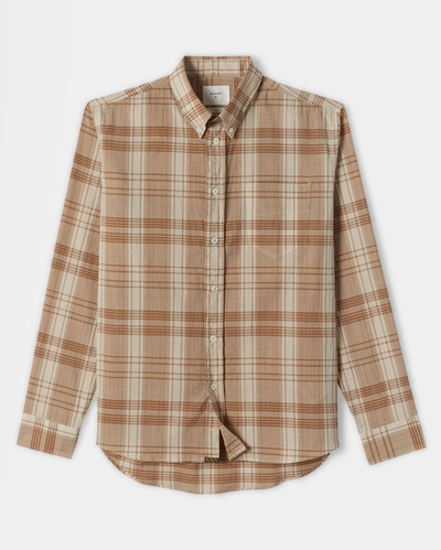 Reid Offset Pocket Shirt In Brown