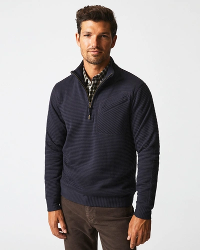 Reid Quilted Half Zip Sweatshirt In Blue