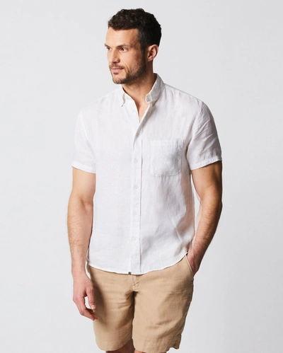Reid Short Sleeve Linen Tuscumbia Shirt Bd In White