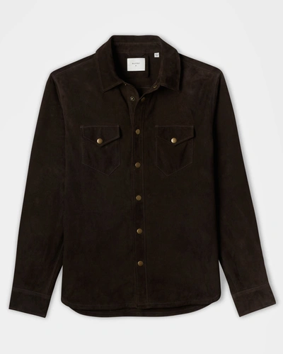 Reid Savoy Suede Workshirt In Chocolate