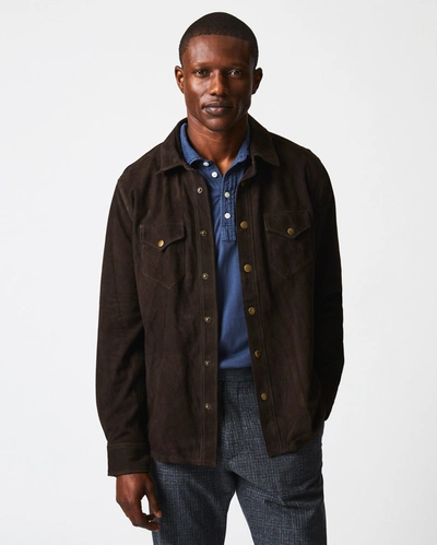 Reid Savoy Suede Workshirt In Chocolate