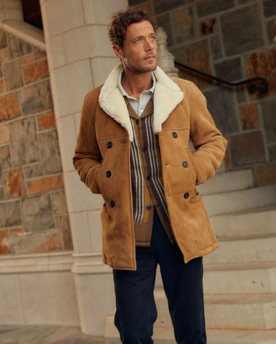 Billy Reid Shearling Bond Peacoat In Honey