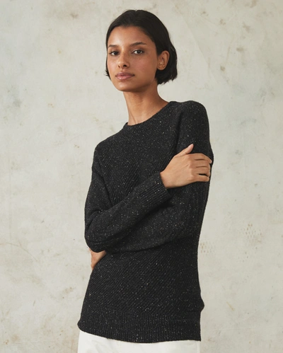 Reid Silk Tweed Sweater In Black