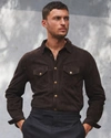 Reid Suede Workshirt In Chocolate