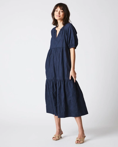 Reid Tiered Day Dress In Ink Blue