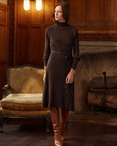 Reid Turtleneck Sweater Dress In Coffee Bean