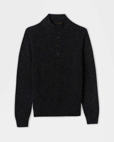 Reid Tweed Button Pullover In Black