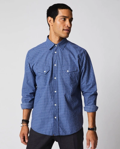 Reid Western Shirt In Navy/white