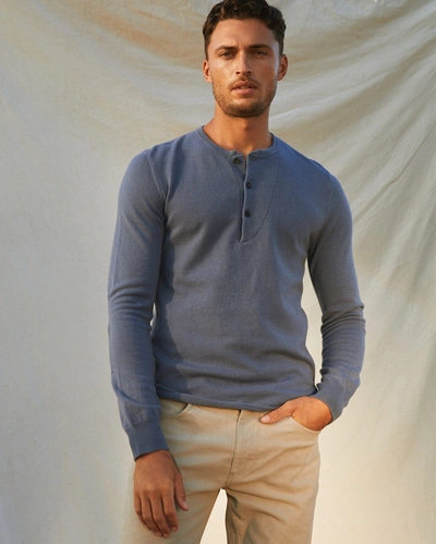 Reid Wool Cashmere Henley In White/light Grey